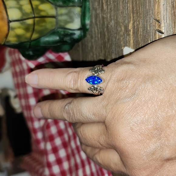 New Sterling silver Blue opal ring size 6.5 - Picture 6 of 6
